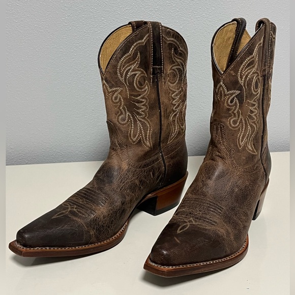 Shyanne Womens Sz 8.5M Western Cowgirl Cowboy Boots Snip Toe Brown Leather - Picture 3 of 16